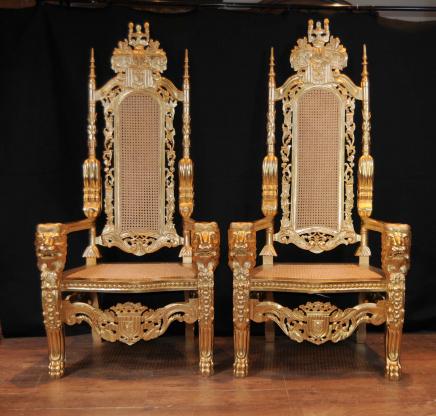 Gilt Pair XL George II Thrones Arm Stühle Sessel Sitze