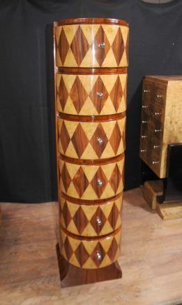 Schlank Art-Deco-Inlay Brust Schubladen Tall Boy 1920er Jahren Möbel