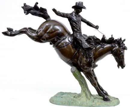 3,5 m Bronze amerikanischen Cowboy Reiten Pferd