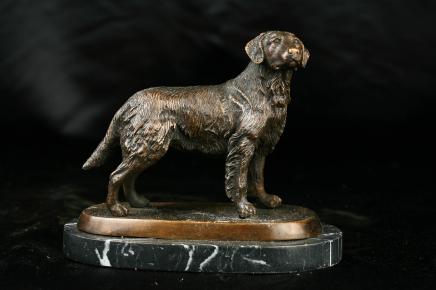 Englisch Bronze Statue Hund Golden Retriever