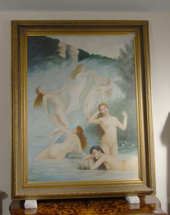 Englisch-Ölgemälde Nackte Nymphe Maidens