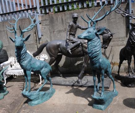 Paar Bronze Lifesize Stags Stag Caribou Elk