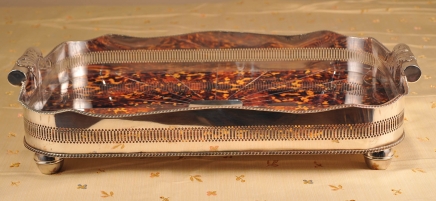 Schildpatt silberne Platten Serviertablett Platter viktorianischen