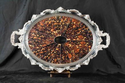 Sheffield Silber Teller Schale Platter Faux Schildpatt