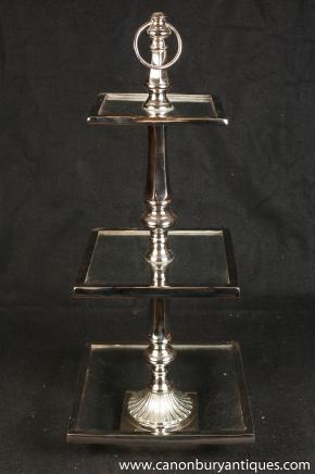 Viktorianischen Silver Plate Tortenständer Platter-Glasbehälter