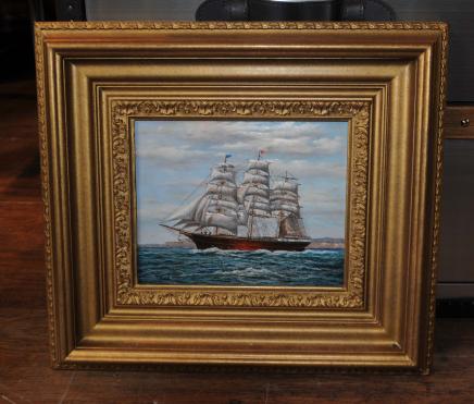 Ölgemälde Schiff Maritime Seascape Segelboot Sea Scape Gilt Frame