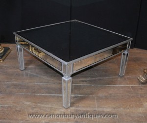 Art Deco Gespiegelte Coffee Table Glass Cocktail Tische