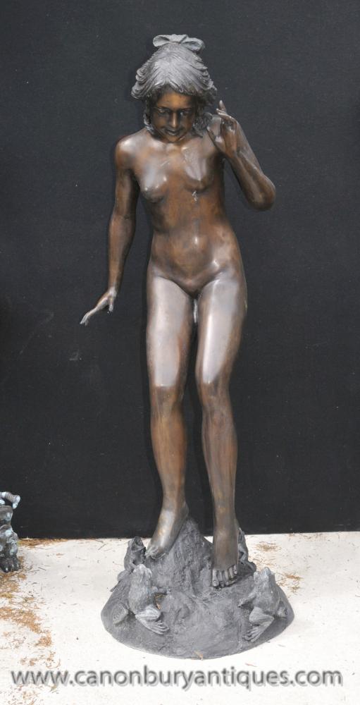 Lifesize Jugendstil Bronze Female Spielzeit von Harriet Fischmaul Statue