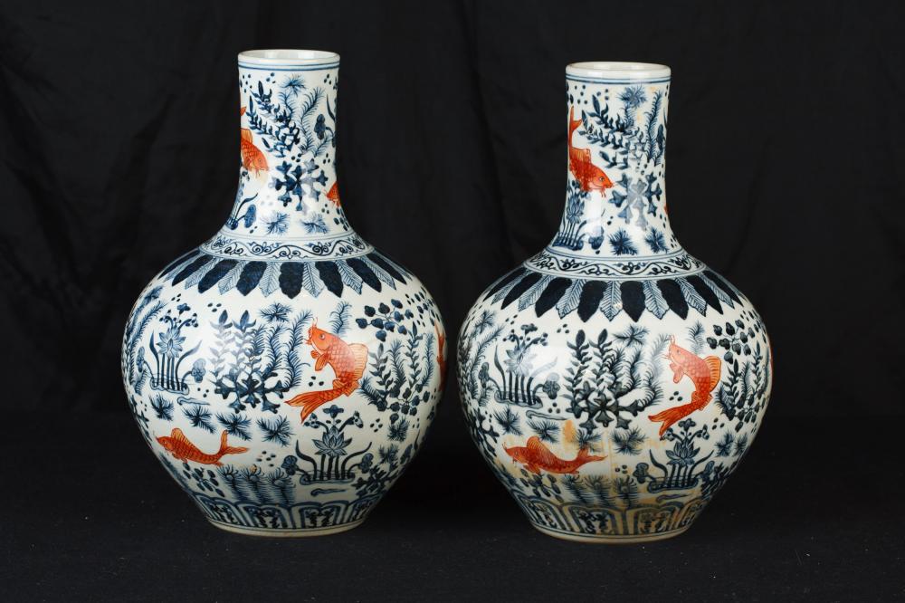 Pair chinesischen Jingdezhen Temple Gläser blau und weiß Porzellan