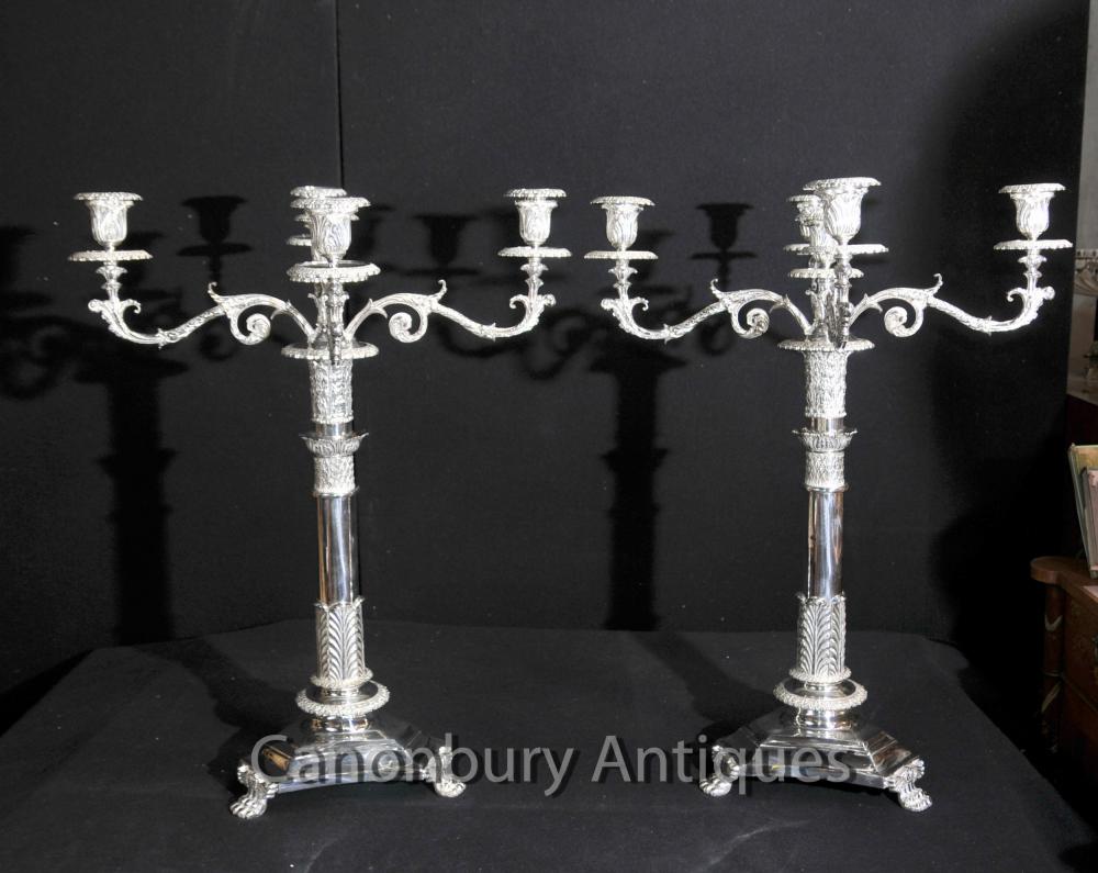 Victorian silberne Platten Candelabras Sheffield Matthew Boulton