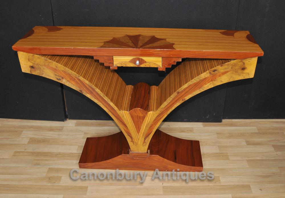 Art Deco Konsolentisch Birdseye Maple Inlay Modernist Tabellen