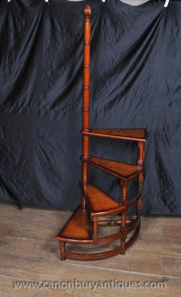 Victorian Bibliotheksleiter Stufenleitern Walnut Treppen