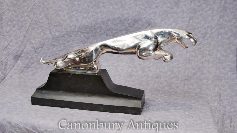 Art Deco Silber Bronze Jaguar Puma Car Hood Ornament Bonnet