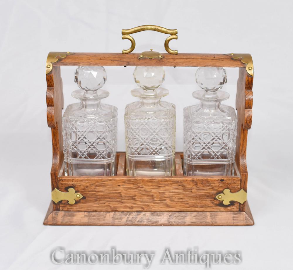 Gerahmte Tantalus Decanter Glas Whiskey Set Gin Flaschen