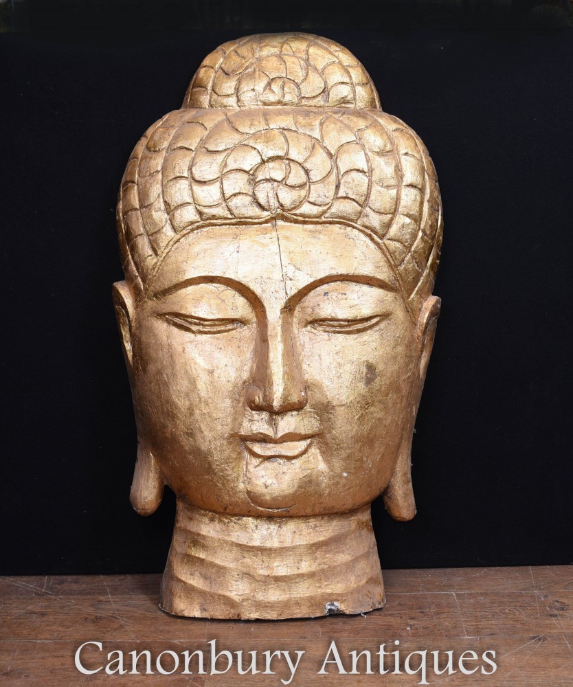 Geschnitzte tibetische Buddha-Büste - Hand geschnitzte buddhistische Kunst-Skulptur