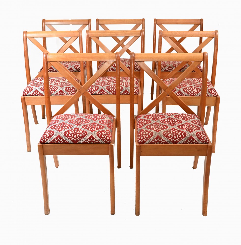 Mid Century Modern Esszimmerstühle Satinwood Set 8