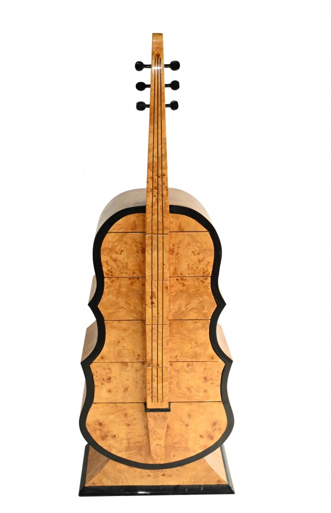 Art Deco Kontrabass Kommode Schubladenschrank Musikmöbel