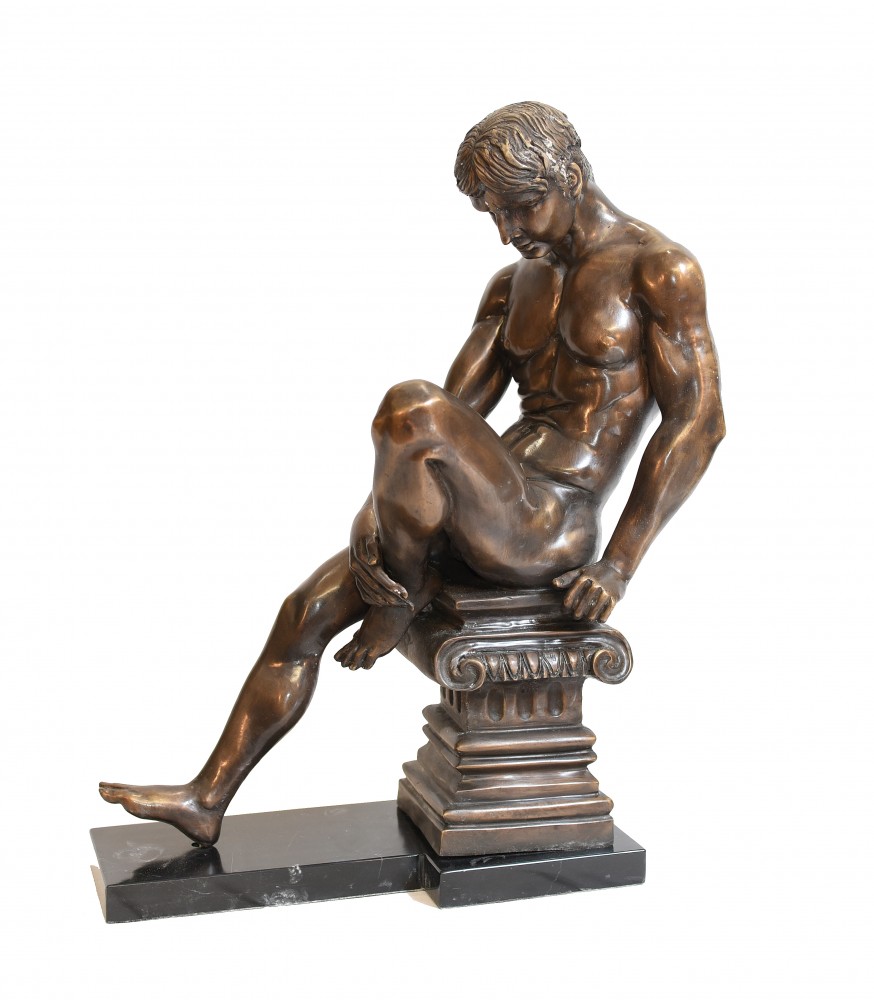 Klassische männliche Aktstatue Bronzeguss Nackter Mann