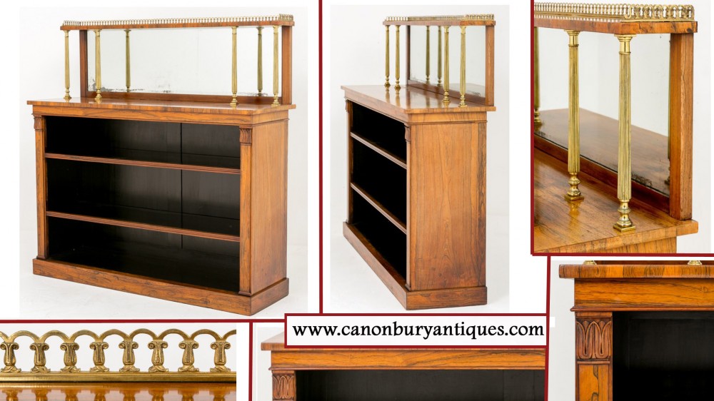 William IV Bücherregal in Palisander Offene Front 19. Jahrhundert Antik 