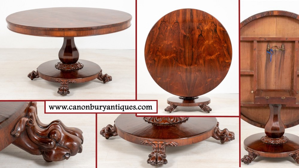William IV Center Table Runde Esstische aus Palisander 
