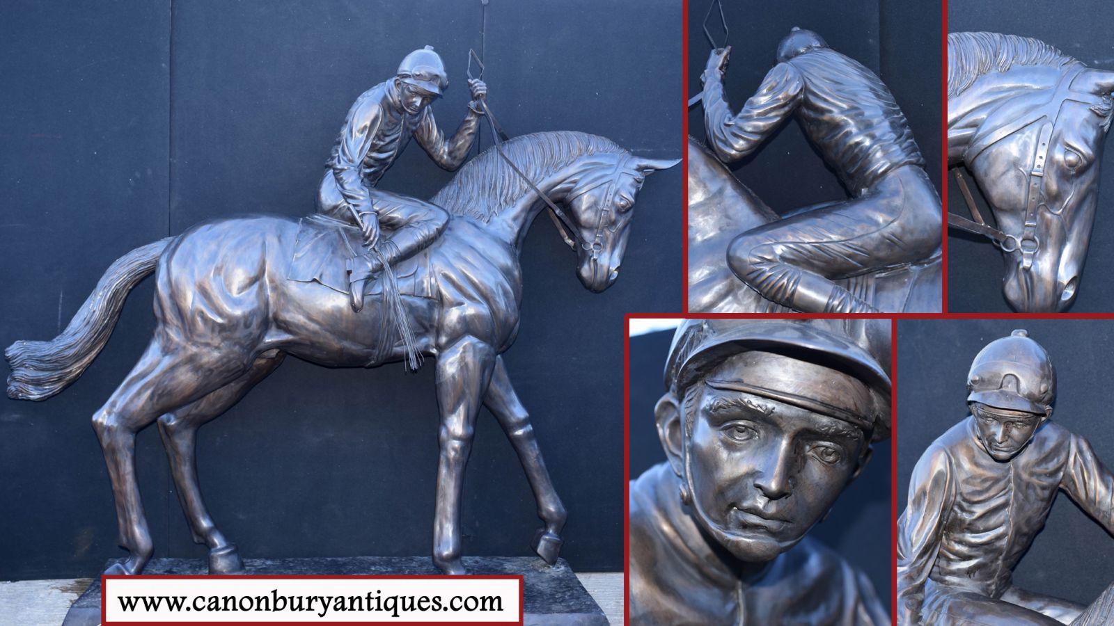 lebensgroße französische bronzene Pferde- und Jockey-Statue von Bonheur