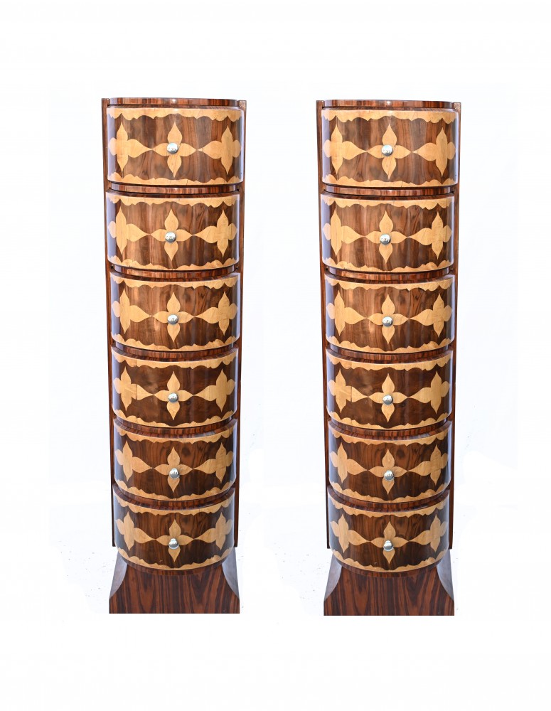 Art Deco Tall Boy Kommode Kleeblatt-Inlay