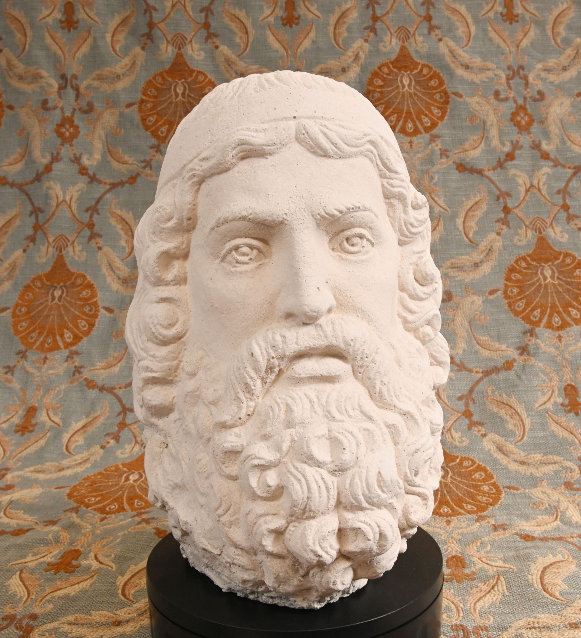  Antike Wandteppiche , Kuriositäten Klassische Jupitermaske, Zeus-Büste aus Stein