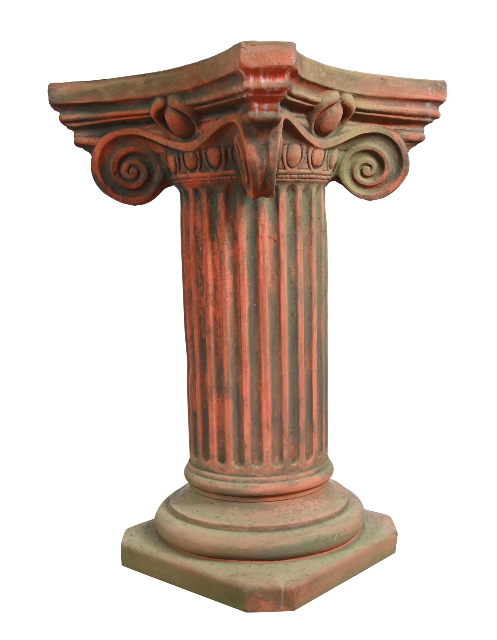Piédestal de jardin classique en terre cuite avec colonne ionique, Supports de piédestal en marbre de jardin , fontaines et jardin