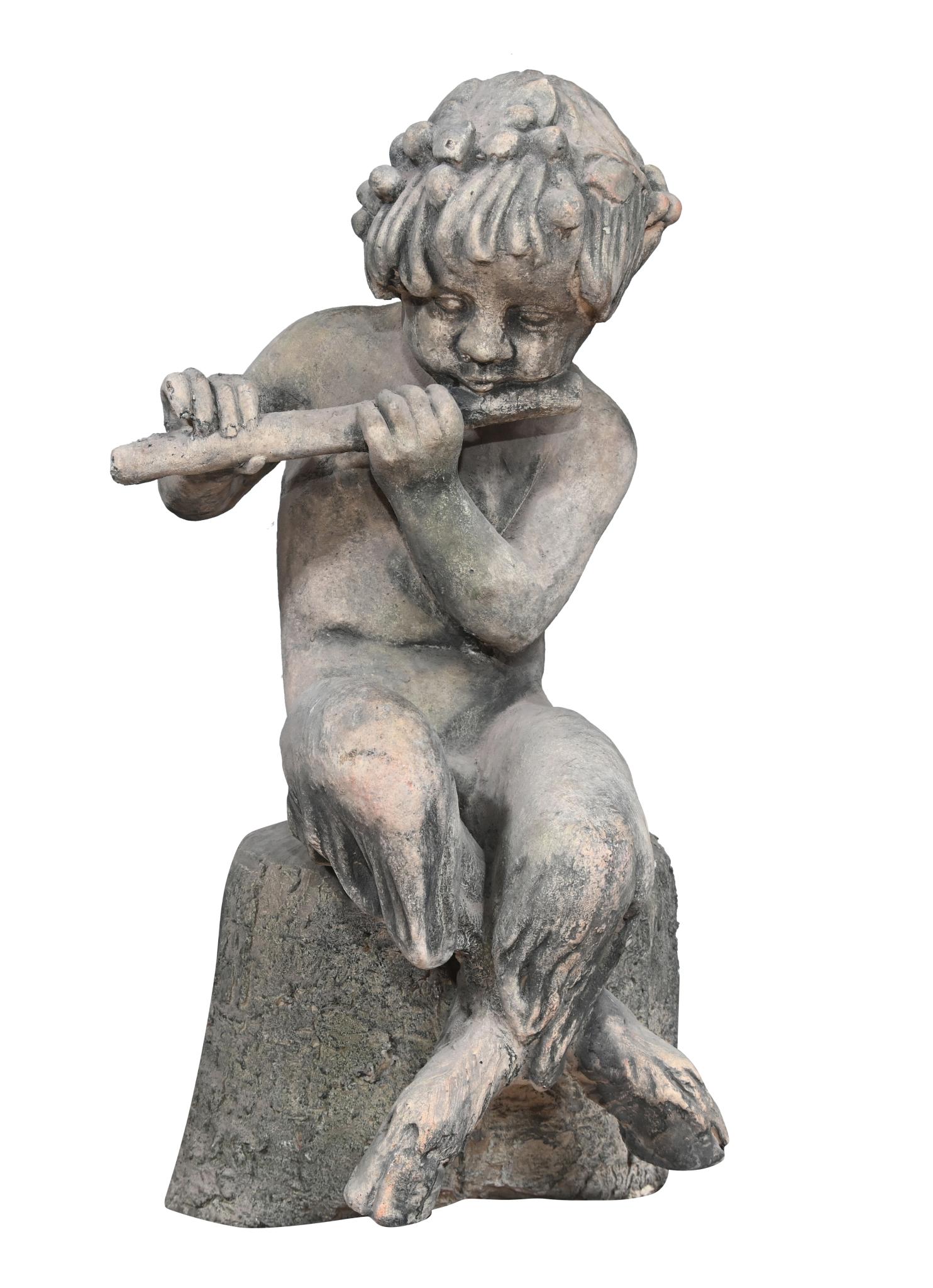 Statue de Cléopâtre de jardin en terre cuite, support de colonne ionique classique, Fontaines et Jardin