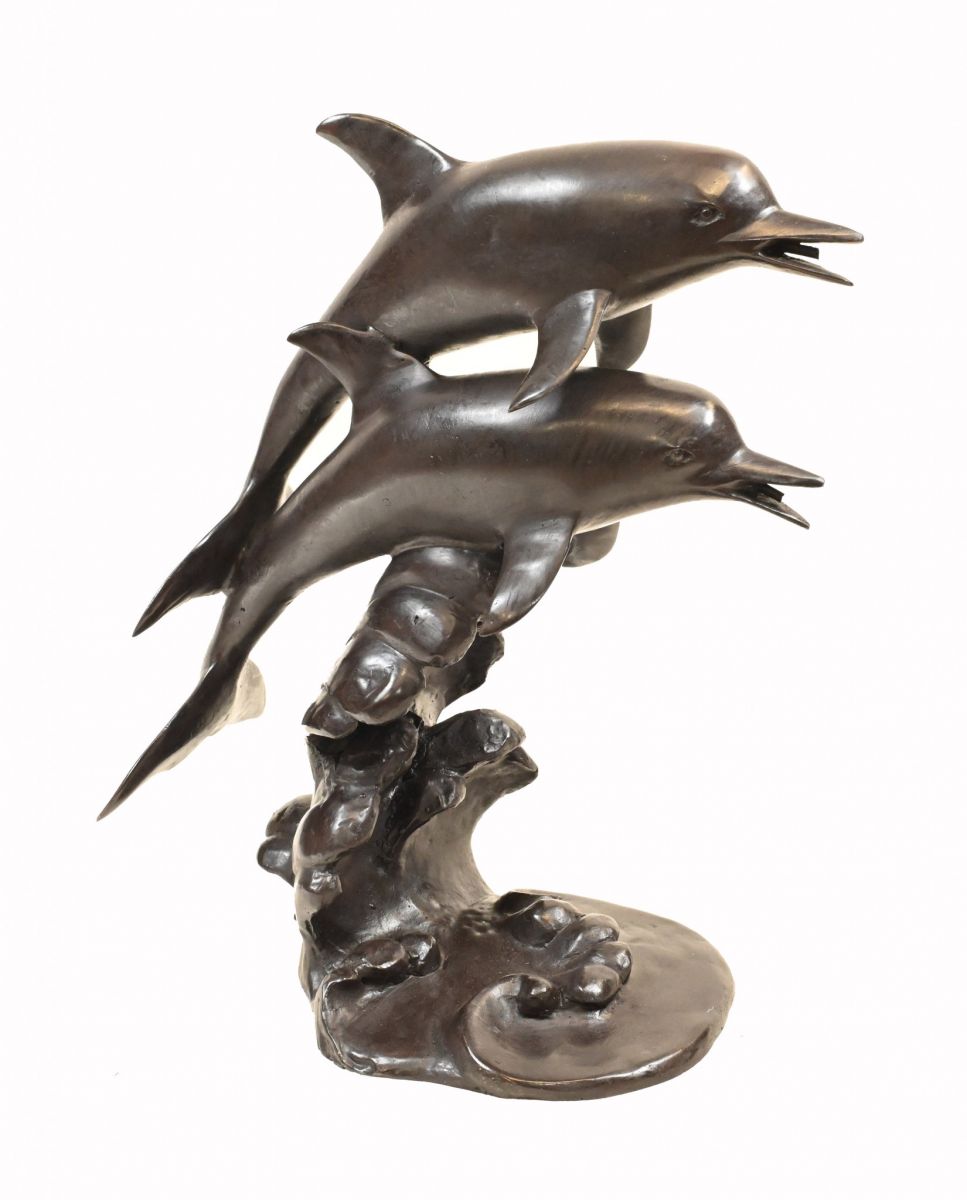 Bronzestatue eines Delfinbrunnens mit Schweinswal