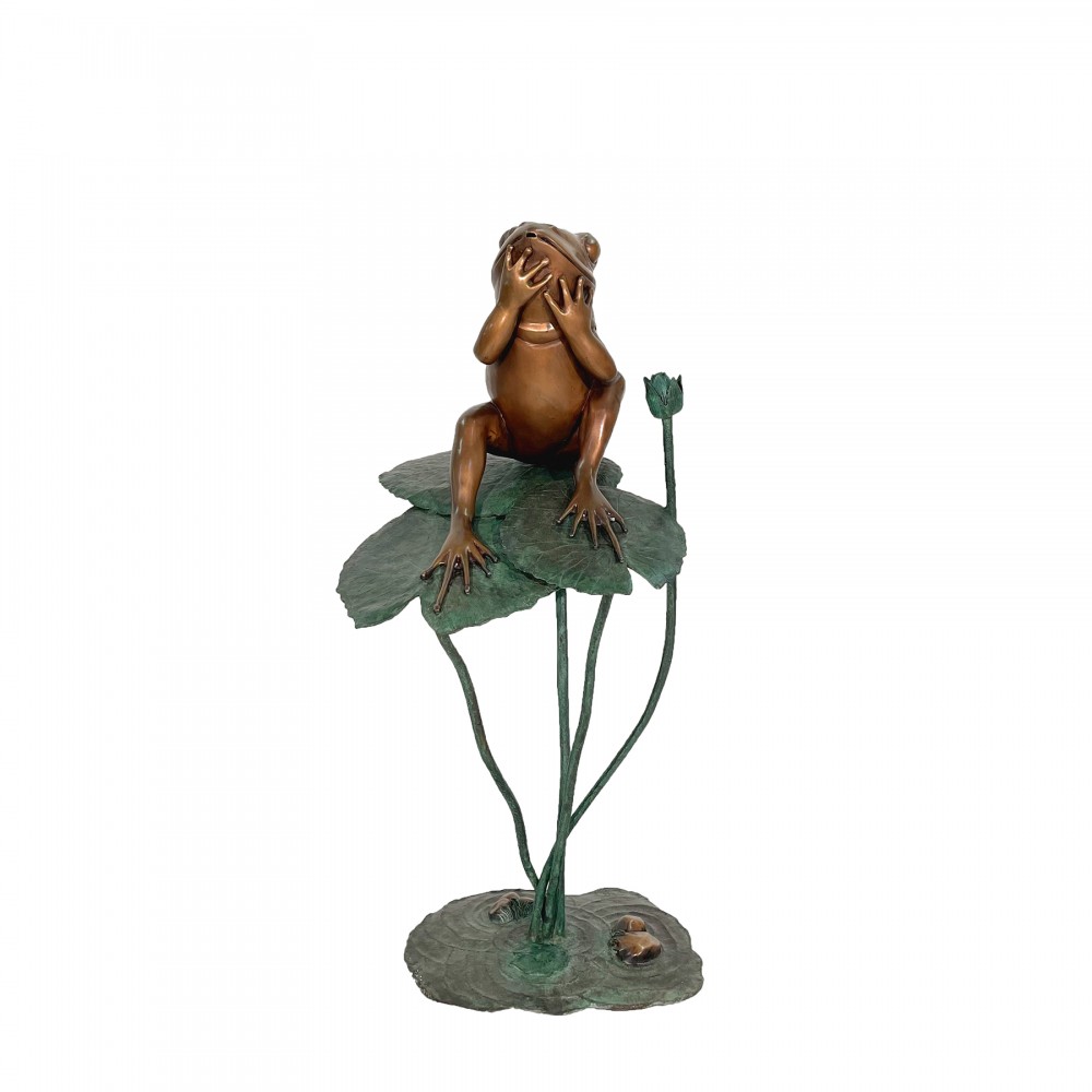 Bronzefrosch, Wasserspiel, Seerosenblatt, Gartenbrunnen, Kröte