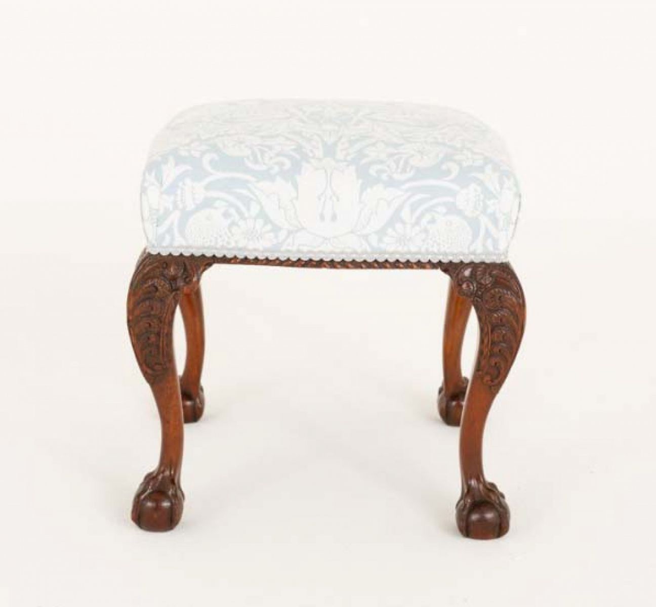 Chippendale-Hocker aus geschnitztem Mahagoni, 1880