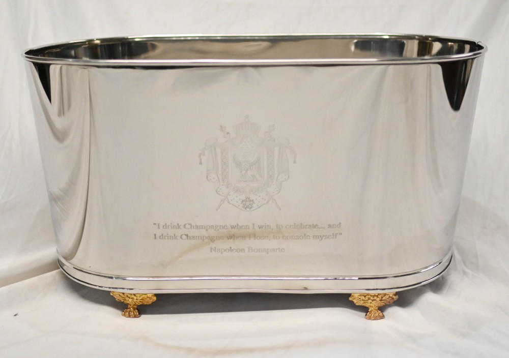 Großer Champagnerkühler aus versilbertem Metall, Weinkühler von Napoleon Bonaparte