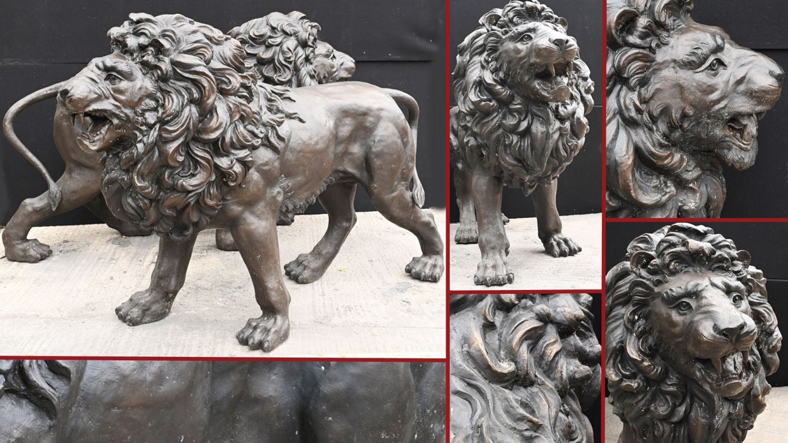 Paar bronzene Löwen, monumentale Katzenstatuen, Torwächter der Medici