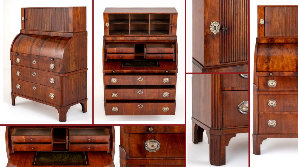 Regency-Zylinderschreibtisch, Mahagonimöbel, 19. Jahrhundert