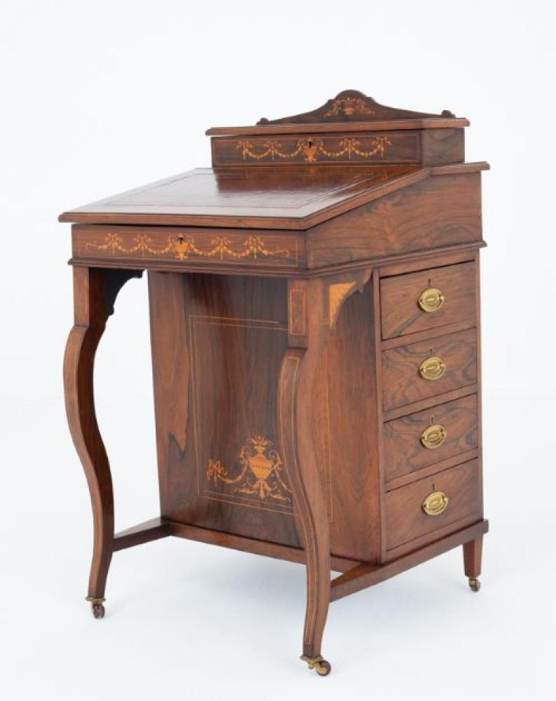Sheraton Davenport Schreibtisch 1890, Mahagoni, Antik 
